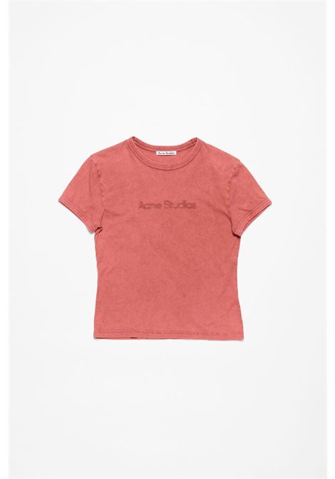 t-shirt blurred logo donna salmone in cotone ACNE STUDIOS | AL0353CTB
